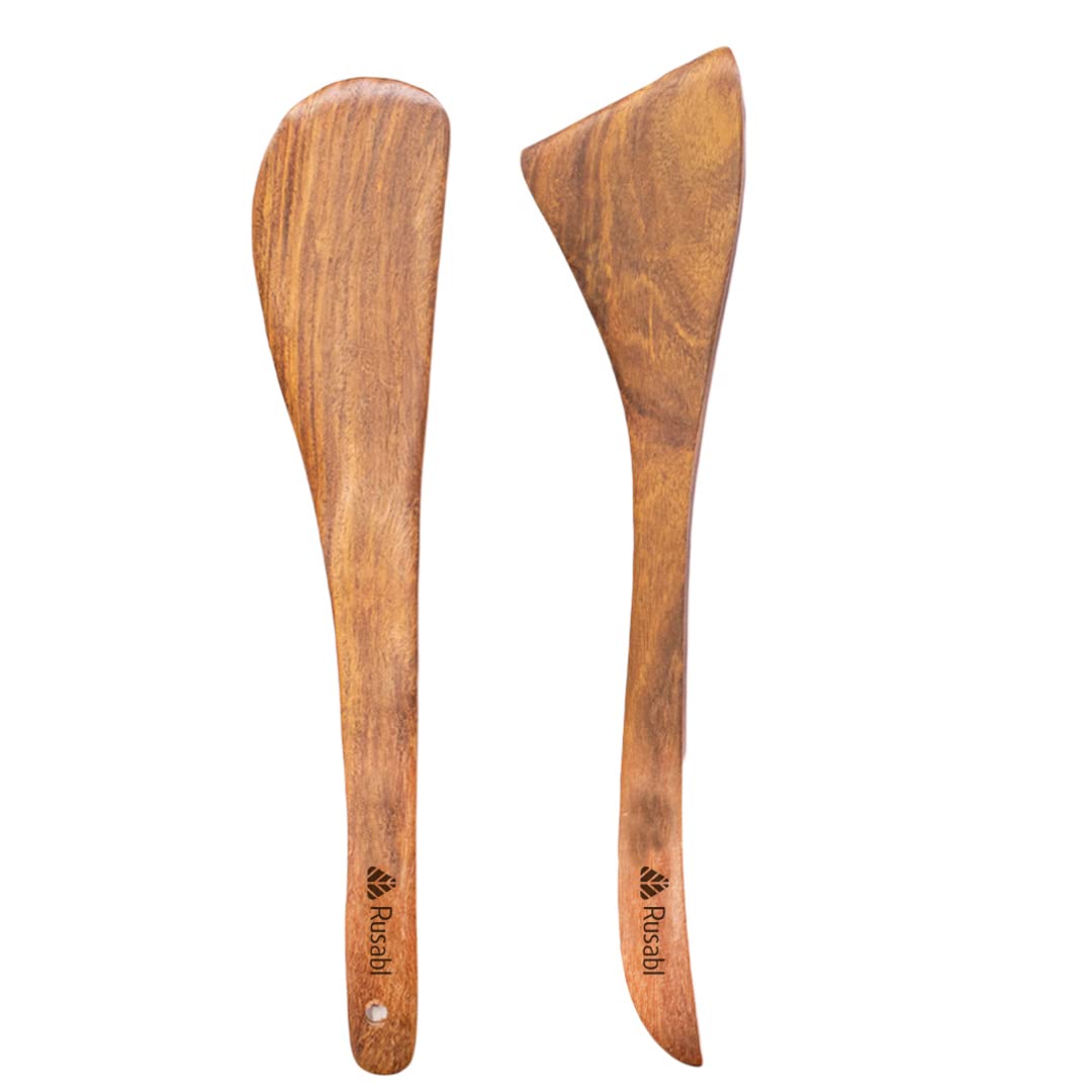 Pack of 2 100% Pure Sheesham Wooden Spatulas