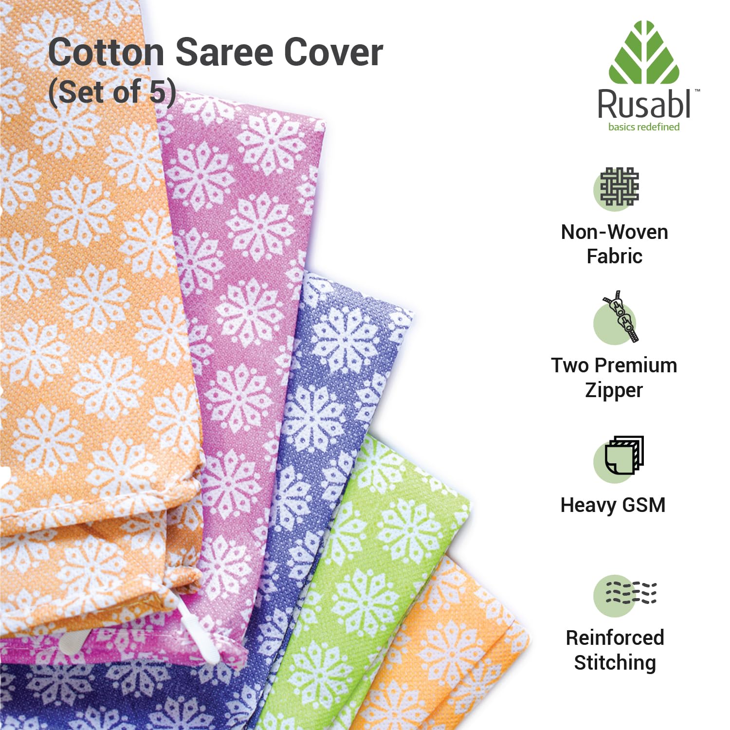 Pack of 5 Non-Woven Saree Bags