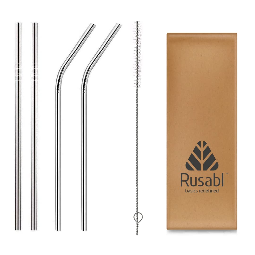 Bar Lux Silver Stainless Steel Straw Cleaning Brush - Reusable - 9 1/2 x  1 x 1 - 2 count box
