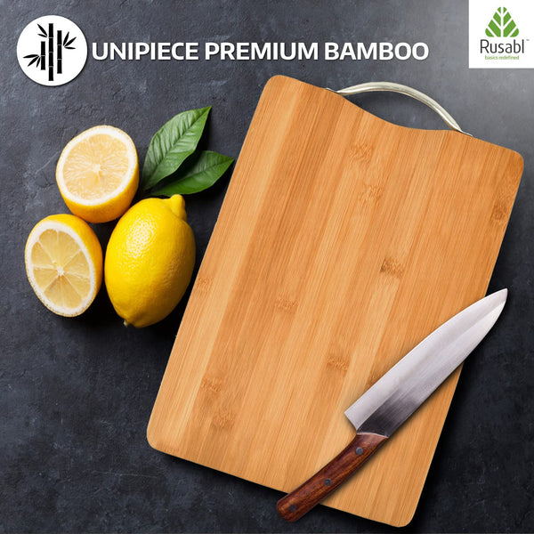 Bamboo Chopping Board with Metal Handle – Rusabl