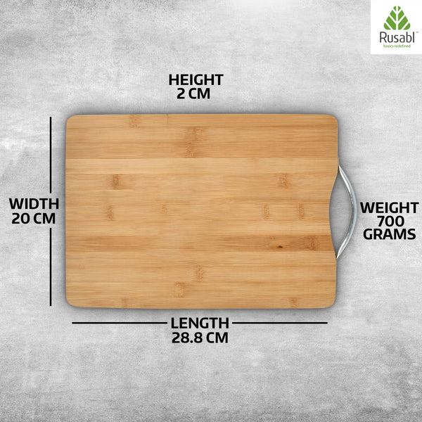 Bamboo Chopping Board with Metal Handle – Rusabl